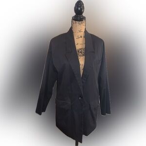 Roucha Obie 100% Cotton Luxury Oversized Black Blazer Jacket Size A Small FLAW